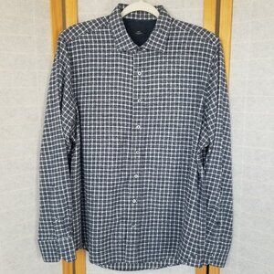 Men's Flannel Shirt Size XXL Bespoke Quality Custom Made Anthony Mason Navy Blue